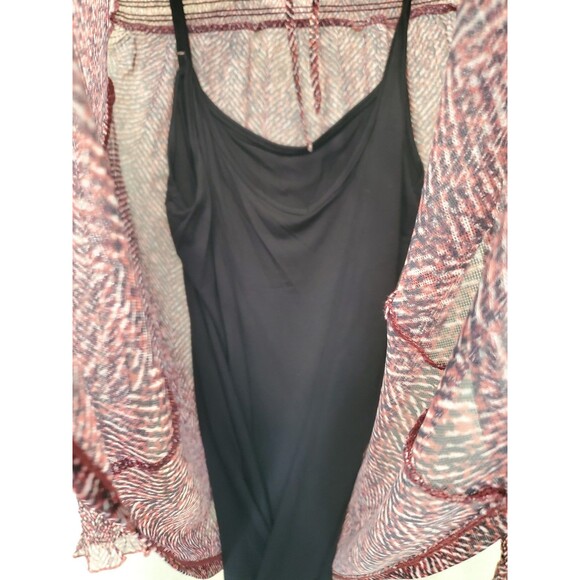 Chico's Herringbone Sheer Mesh Top w/Camisole Ruffle Tie-Neck Size 3 (XL) - Picture 5 of 6